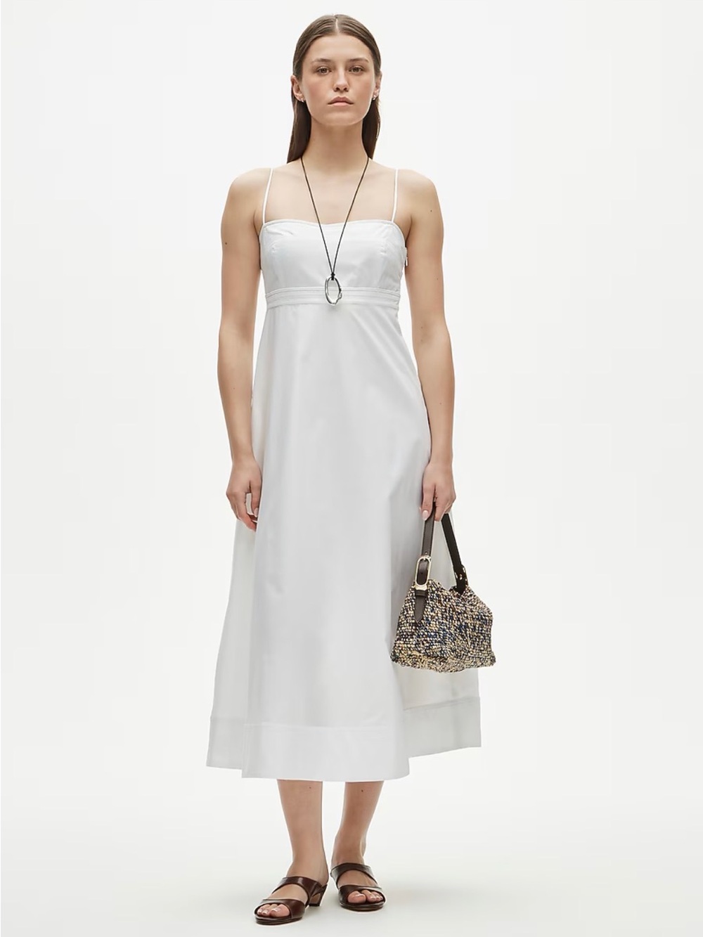 J.Crew NWT White Cotton Poplin Empire Waist Midi Dress Size 8